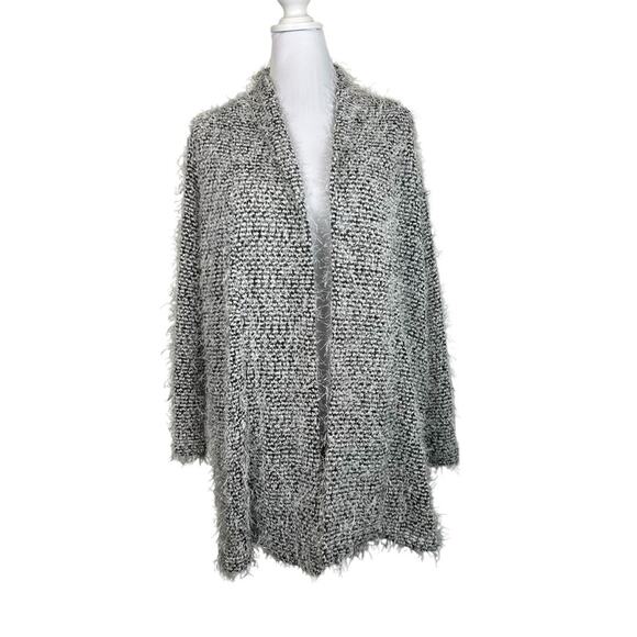 Ruby Rd. Cardigan Sweater Womens Size S Black White Soft Oversized Fit Fuzzy - Picture 1 of 8